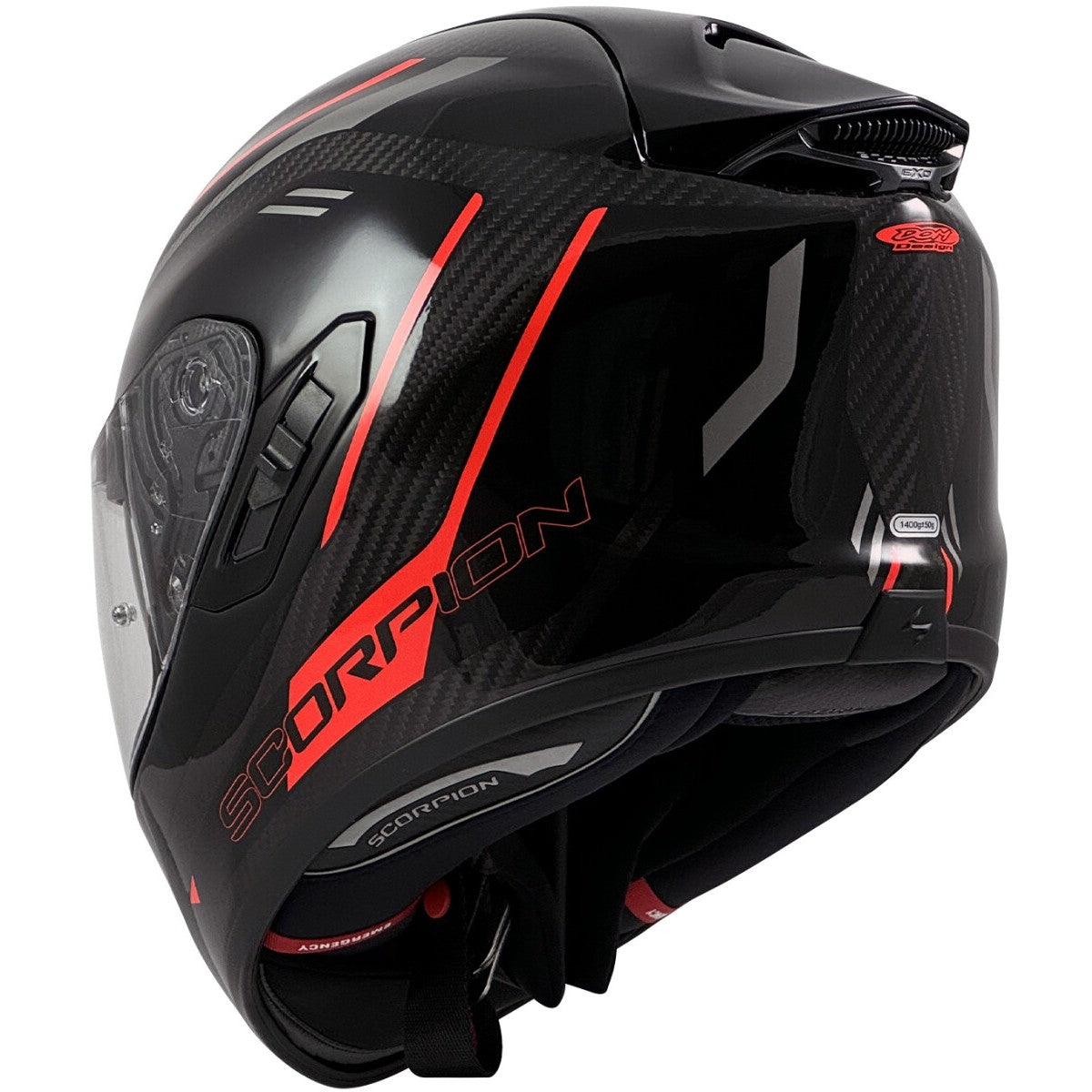 Casque Scorpion Exo-1400 EVO II Carbon Air Kydra Noir Rouge