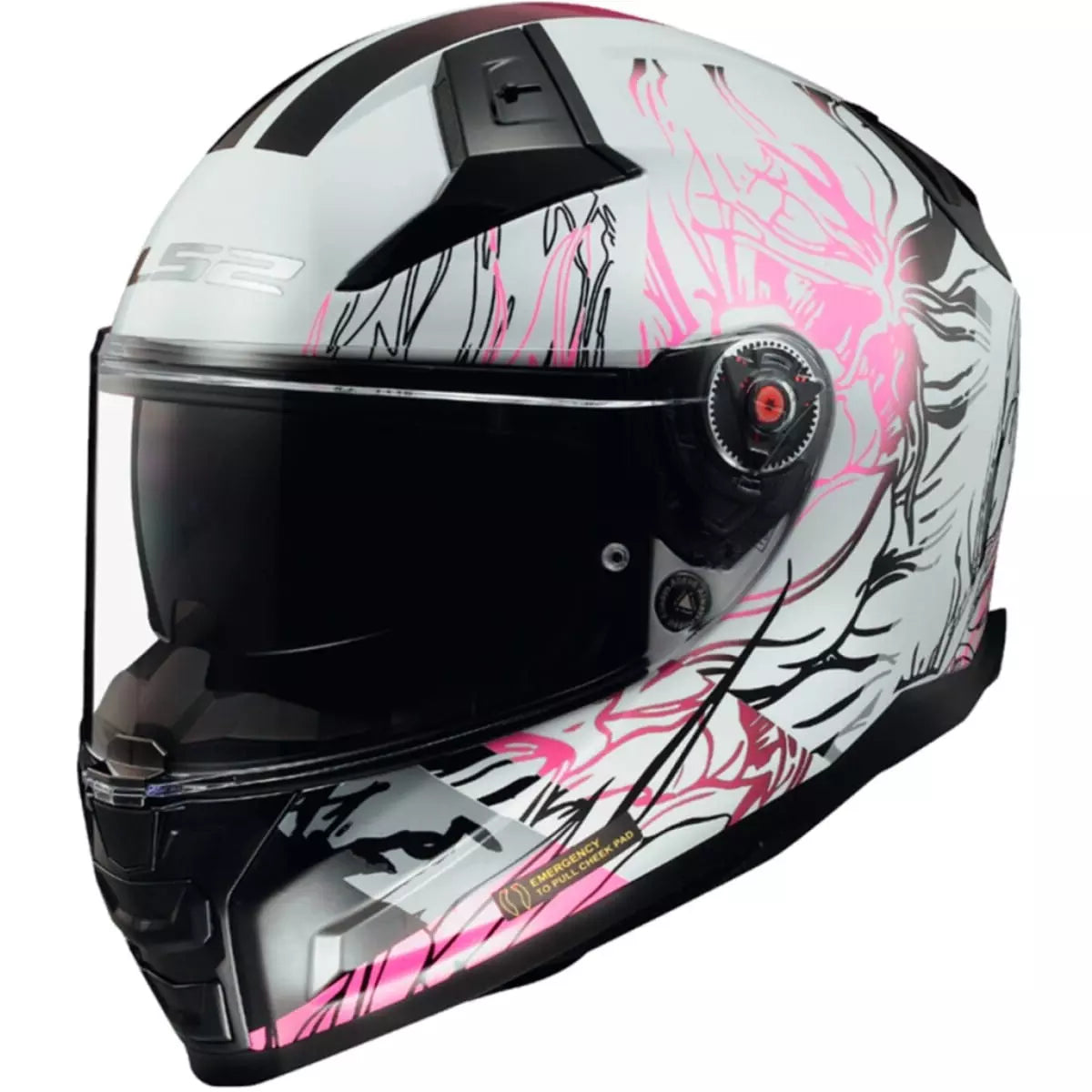 Casque LS2 FF811 Vector II Darflo Brillant Blanc Rose