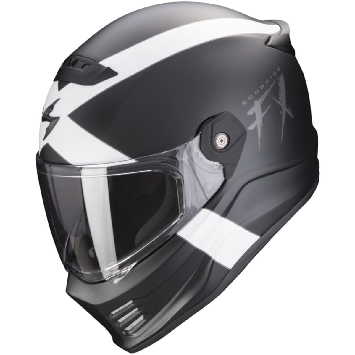 Casque Scorpion Covert-FX Gallus Noir Mat Blanc