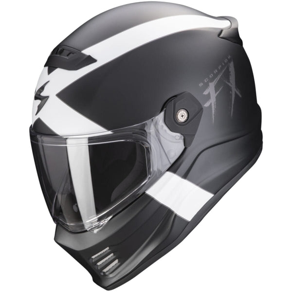 Casque Scorpion Covert-FX Gallus Noir Mat Blanc