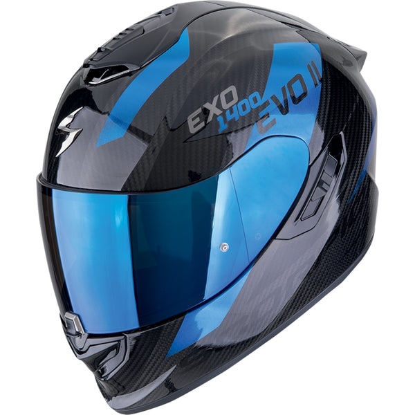 Casque Scorpion Exo-1400 Evo II Carbon Air Platted Noir Bleu