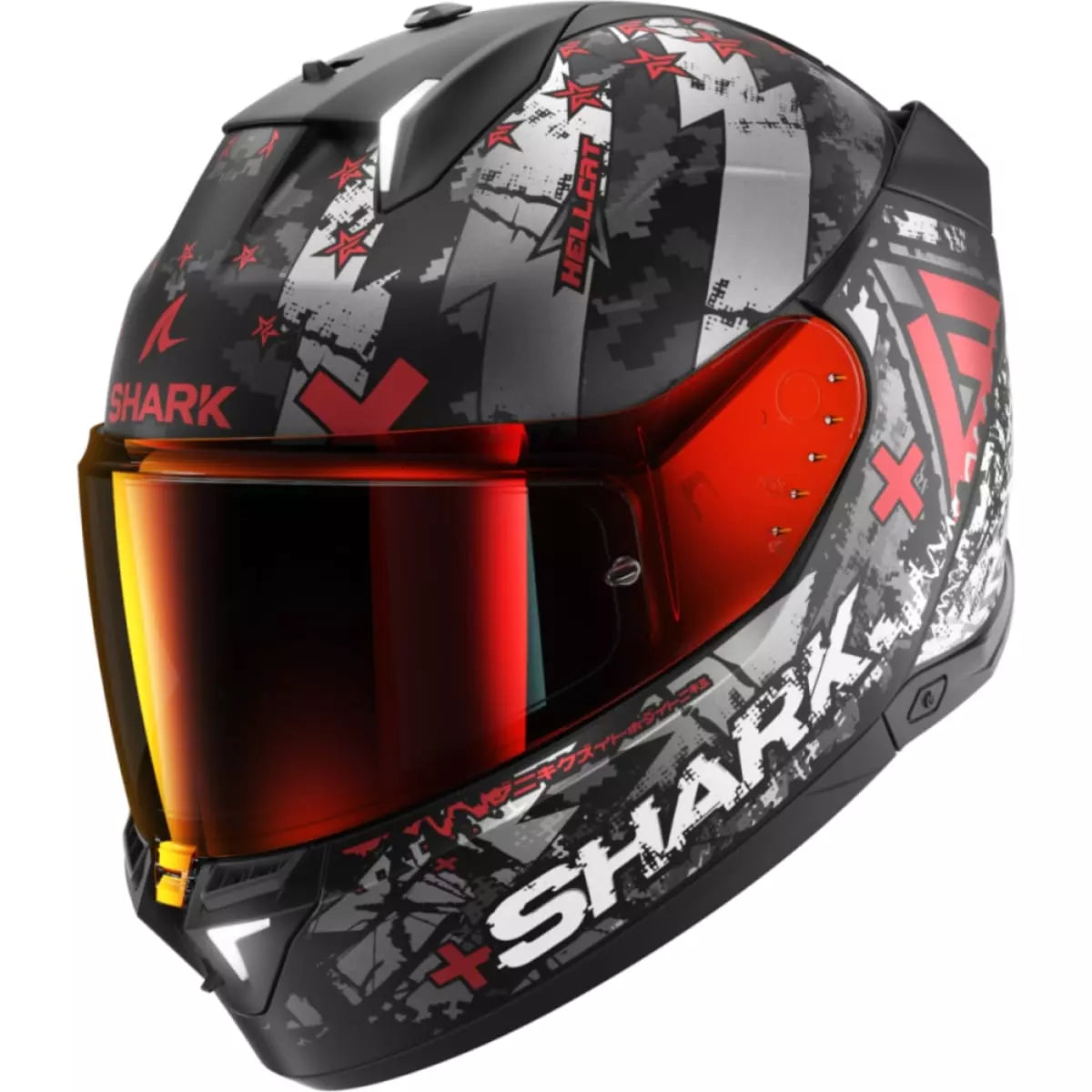 Casque Shark Skwal I3 Hellcat Mat Noir Chrome Rouge