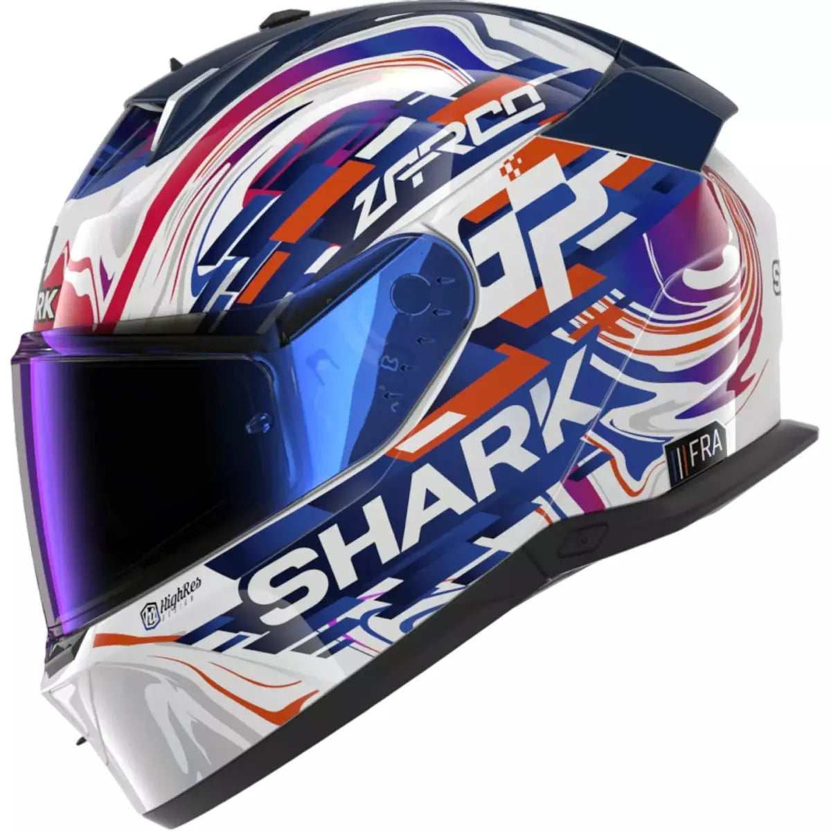 Casque Shark Skwal I3 Replica Zarco GP De France Blanc Bleu Brillant