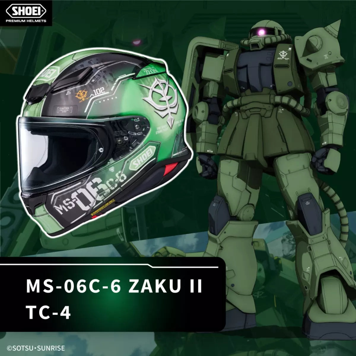 Casque Shoei NXR2 MS-06C-6 Zaku II TC-4 Vert Noir