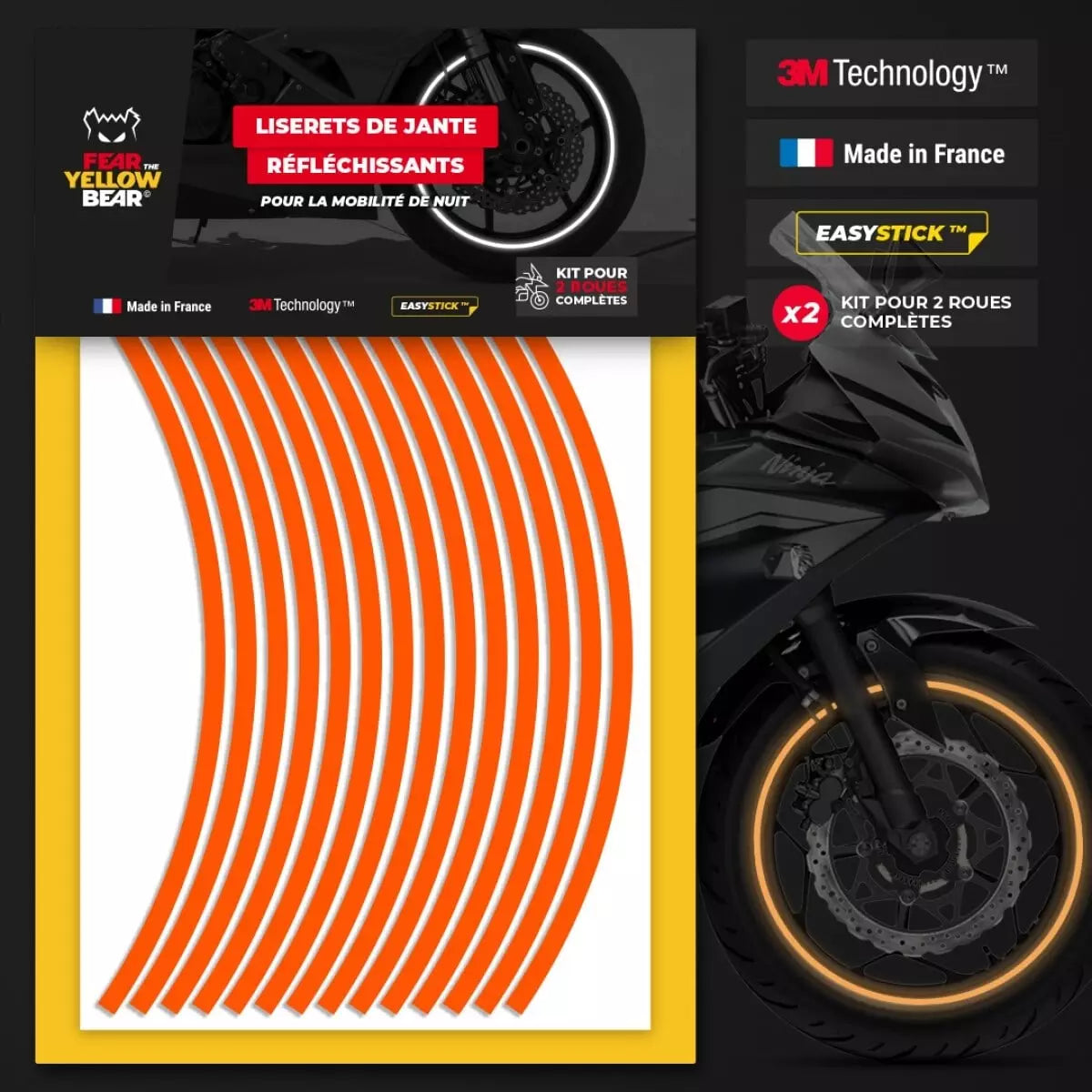 Liserets De Jantes Orange FYB Standards 15-19 Pouces Epaisseur 7mm