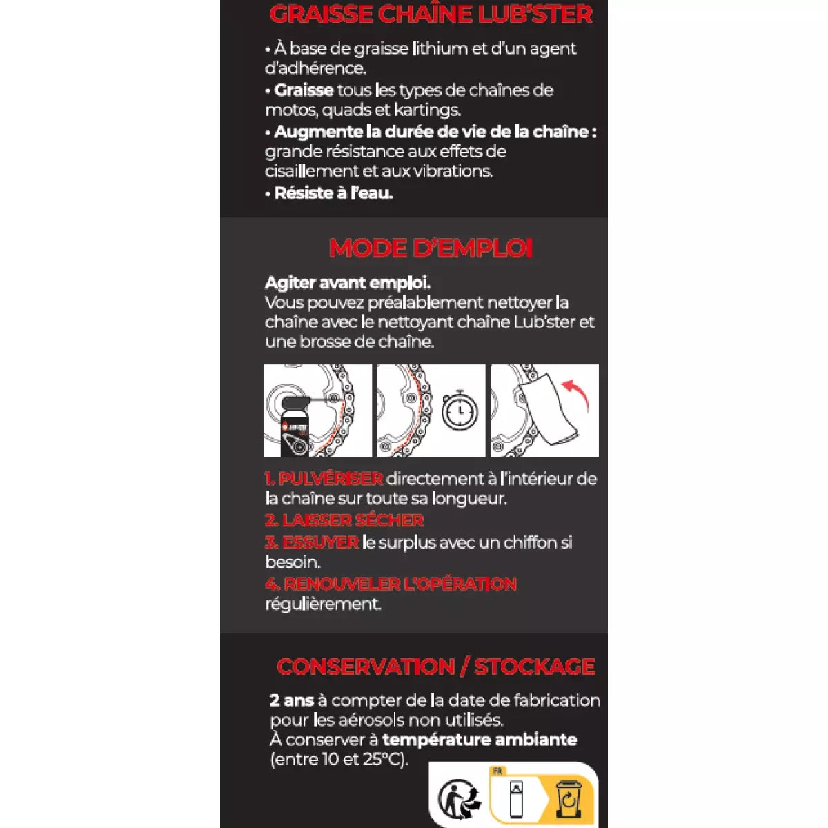 Spray Graisse À Chaine Lub'ster Road - 500mL