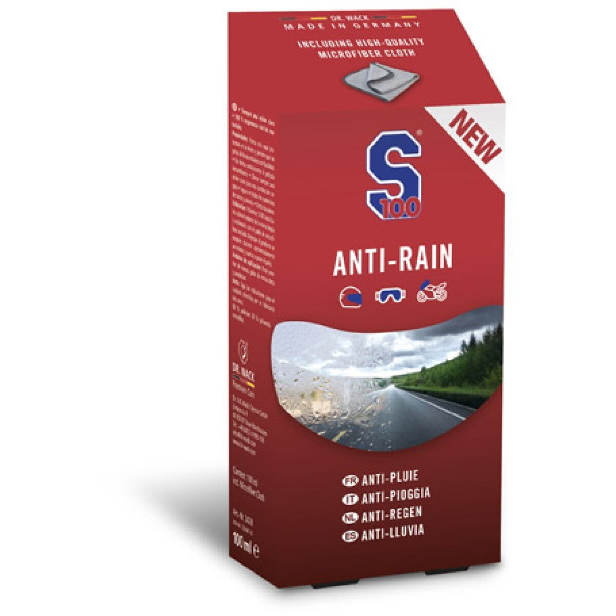Spray Visière Anti-pluie 100ml S100 + Microfibre