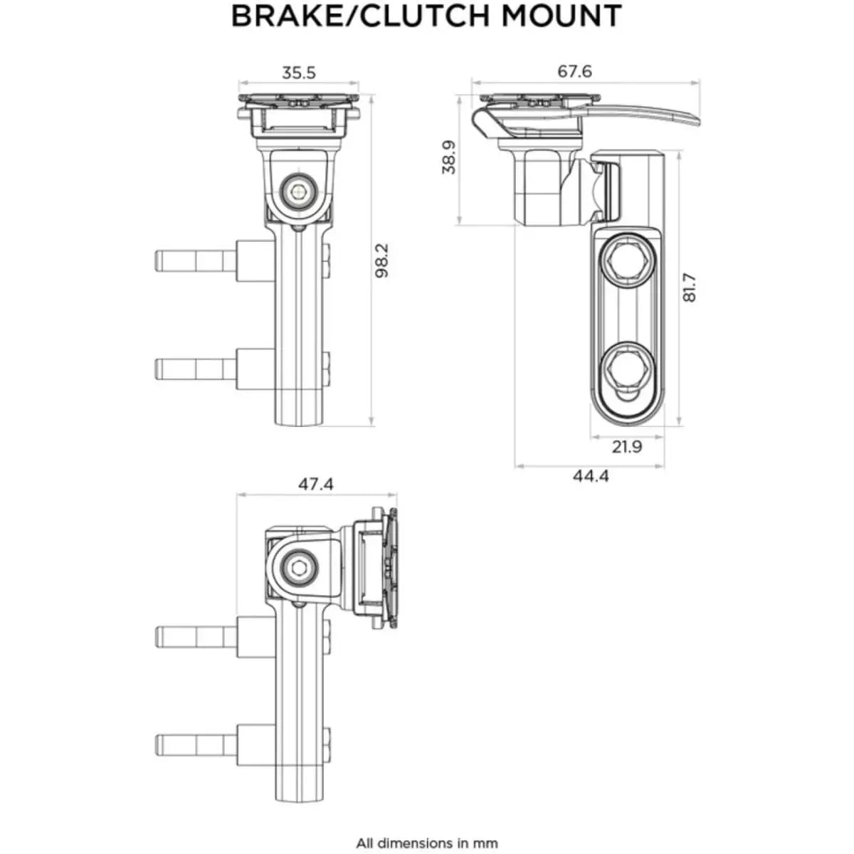 Support Téléphone Quad Lock Moto Levier Embrayage/Maitre Cylindre